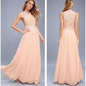 Lulus Forever & Always Blush Pink Lace Maxi Dress
